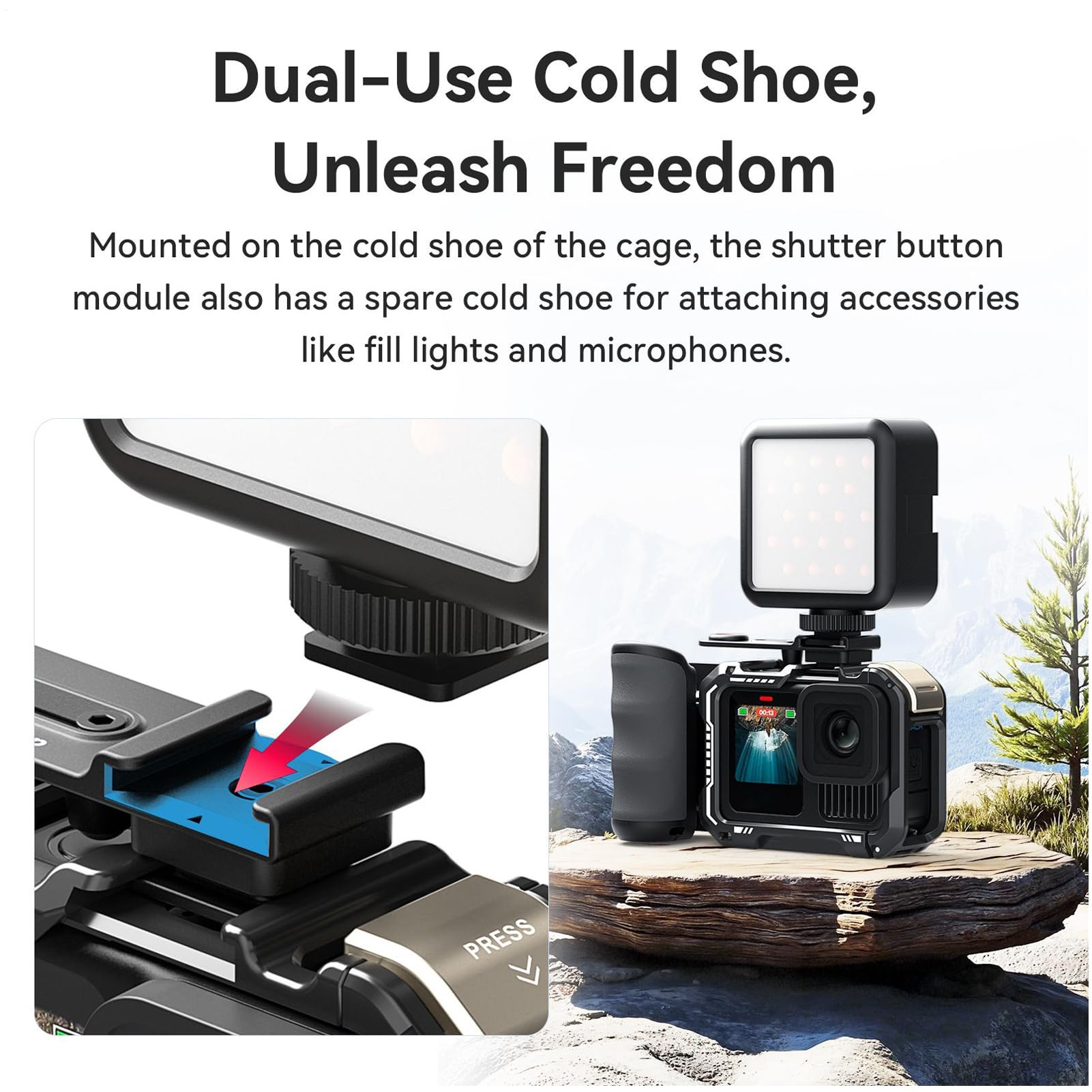 Impugnatura Superiore Fotocamera Gimbal Portatile e Supporto Digitale per | Supporto di Posizionamento Fotocamera Selfie e Vlogging da Donna e Uomo, Quotidiano Strada Outdoor