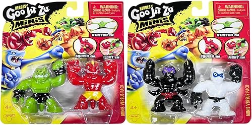 Heroes of Goo JIT Zu Minis Versus Pack (Goo Power Blazagon vs Rock Jaw y Pantaro vs Scorpius) con 2 pegatinas de Gosutoys