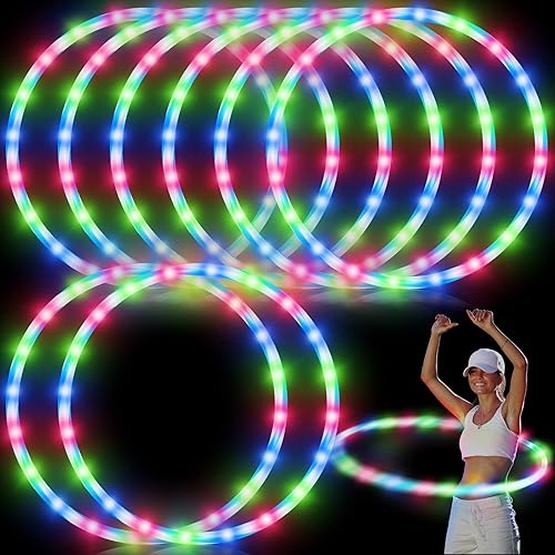 Paquete de 8 aros de luz LED de 36 pulgadas para niños, adultos, niños, accesorios de festival, luces LED brillantes, aro de ejercicio para cambiar,