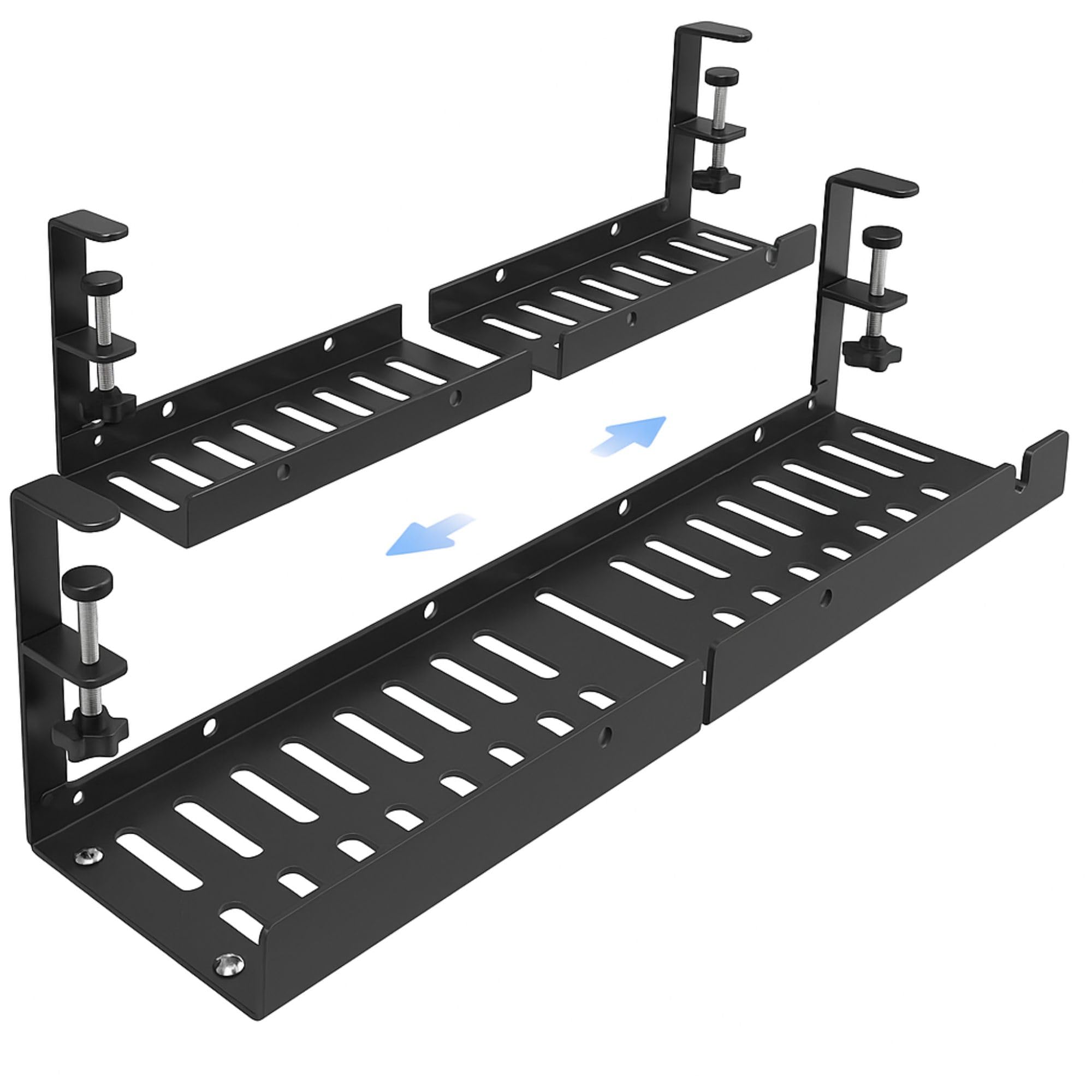 Gadget Wagon Cable Management Storage Tray Organizer Under Desk Slim for Office and Home No Drill Metal, Black 07