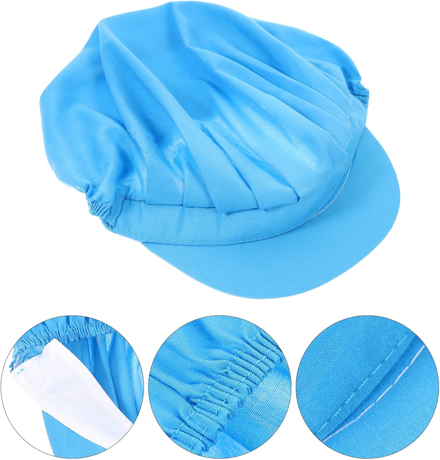 Chef Hat Hair Net Breathable Food Service Hat with Full Coverage Cooking Work Cap for Women Kitchen Cooking Blue