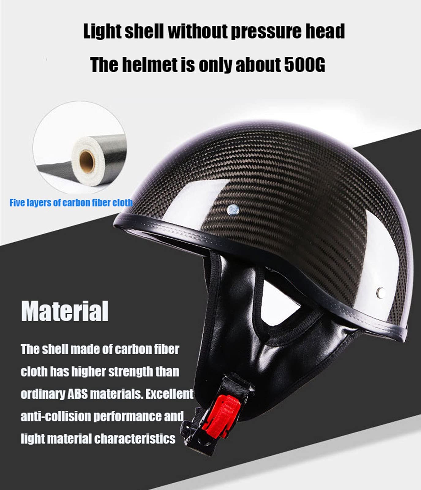 Uueybsg Retro Motorrad-Halbhelm (Jethelm) – ECE/DOT Zertifiziert, Mit Verstellbarem Riemen, Für Cruiser & Roller