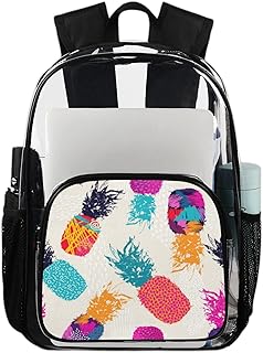 Abacaxi Fruit Mochila Transparente Mochilas Resistentes, Abacaxi Colorido Impermeável Transparente Mochila PVC Transparente Com Alça de Ombro Reforçada para Escola, Trabalho, Viagem, Multicor