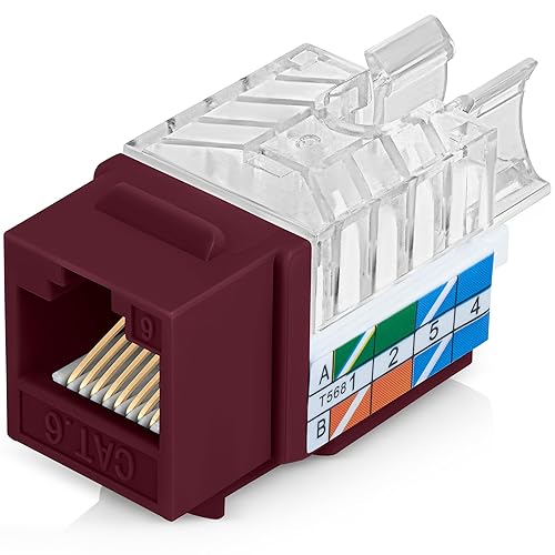 Miniatura 33 de Everest - Paquete de 50 conectores Keystone RJ45 Cat6 en ángulo de 45°, color negro, conectores RJ45 hembra de perfil delgado, conector Keystone Cat