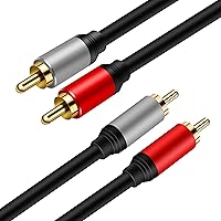 Vista 2 de Tan QY Cable 2RCA a 2RCA de 30 pies, chapado en oro, 2 RCA macho a 2 RCA macho, cable de audio estéreo para cine en casa, HDTV, consolas
