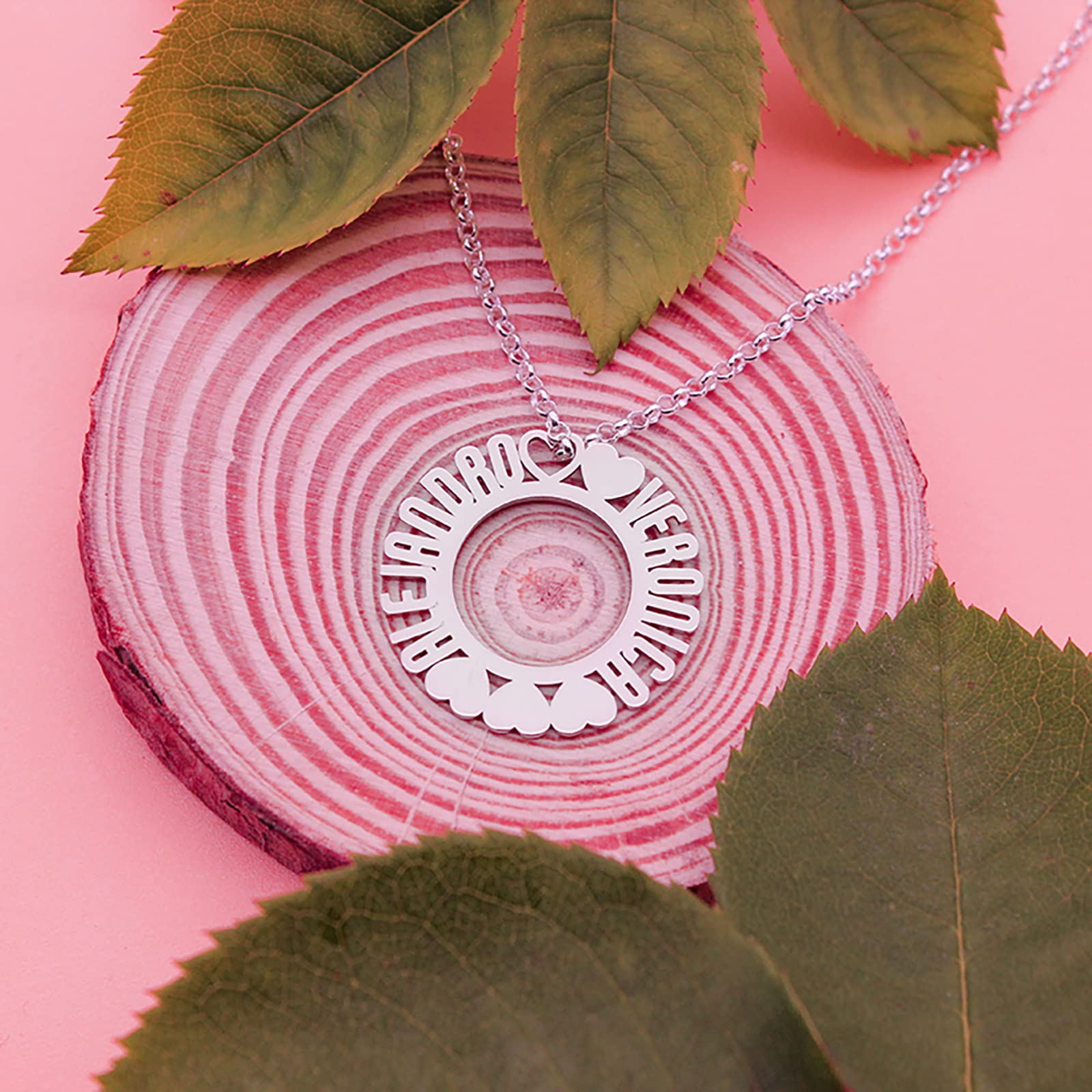 Collar Con Nombre Personalizado - Colgante Con Corazones y Nombres Personalizados Plata de Ley - Regalo para Parejas Enamorados Esposa