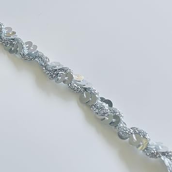 Silver Spangle Sequin Trim, 3/8 Width, 3 Yards/Pack, Includes Spool