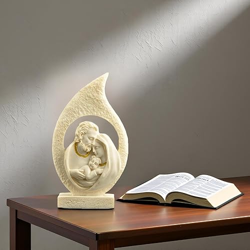 Miniatura 9 de Estatua de la Sagrada Familia – Figura de Belén de resina de 5 pulgadas de José, María y el Niño Jesús, escultura religiosa católica para altar en