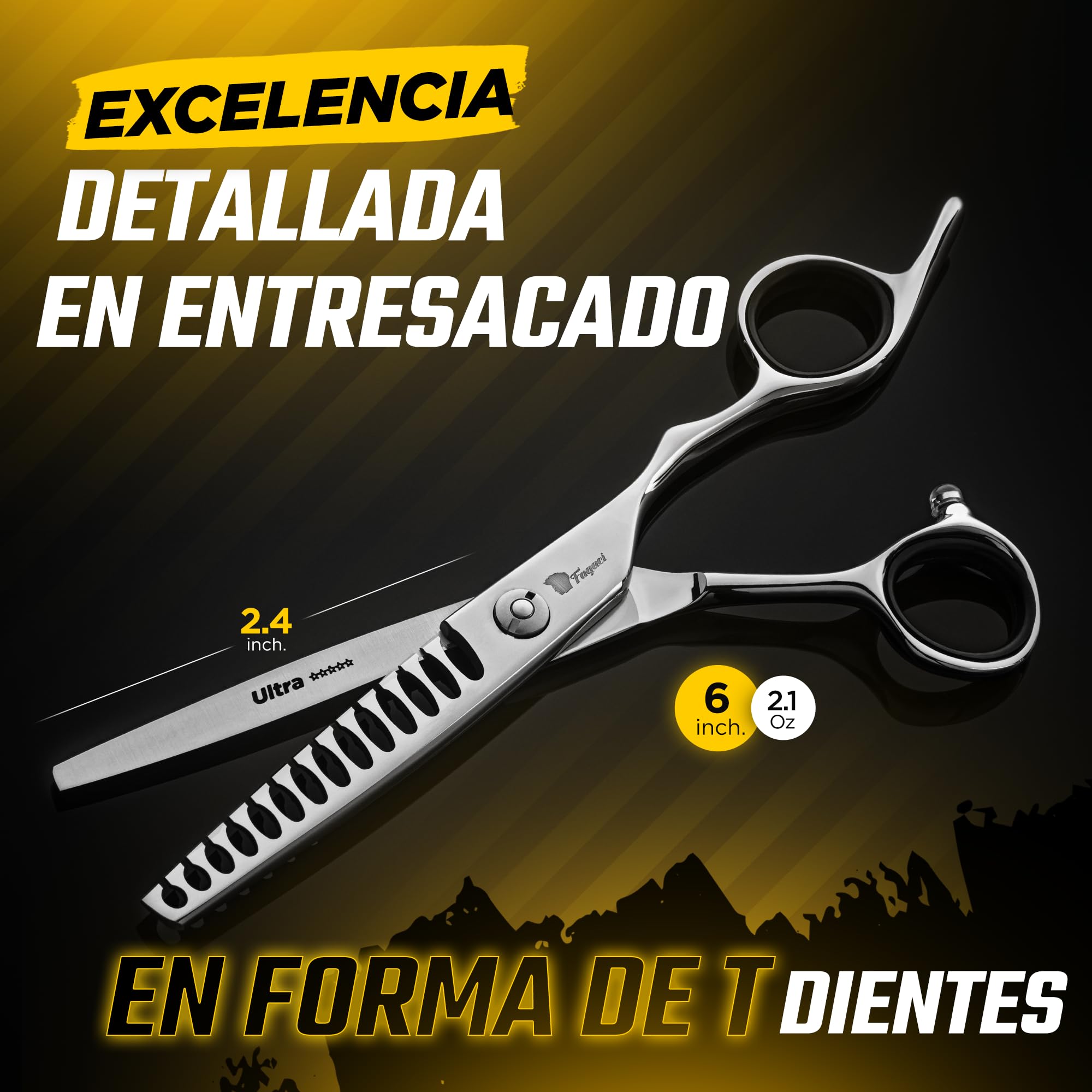 Fagaci Tijeras Peluqueria Entresacar, Dientes en T Texturizadoras 440C | Reduce el volumen del cabello hasta un 50%, Dientes en T para un agarre superior, Afilado en varias etapas, filo duradero