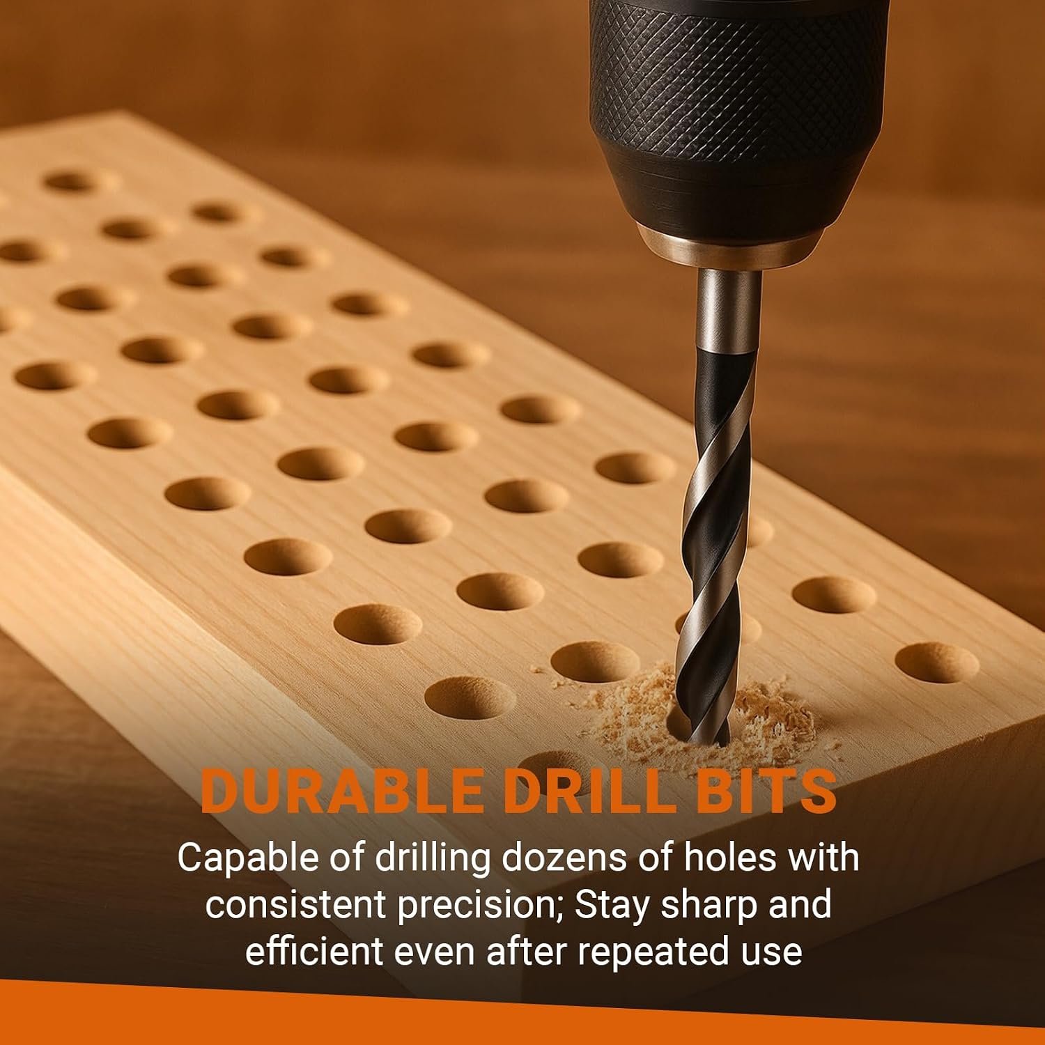 8-Piece Metric Brad Point Wood Drill Bit Set (3mm-10mm) - High Carbon Steel Twist Drill Bits for Woodworking & DIY Projects - Round Shank Dowel Drill Bits with Index Storage Case