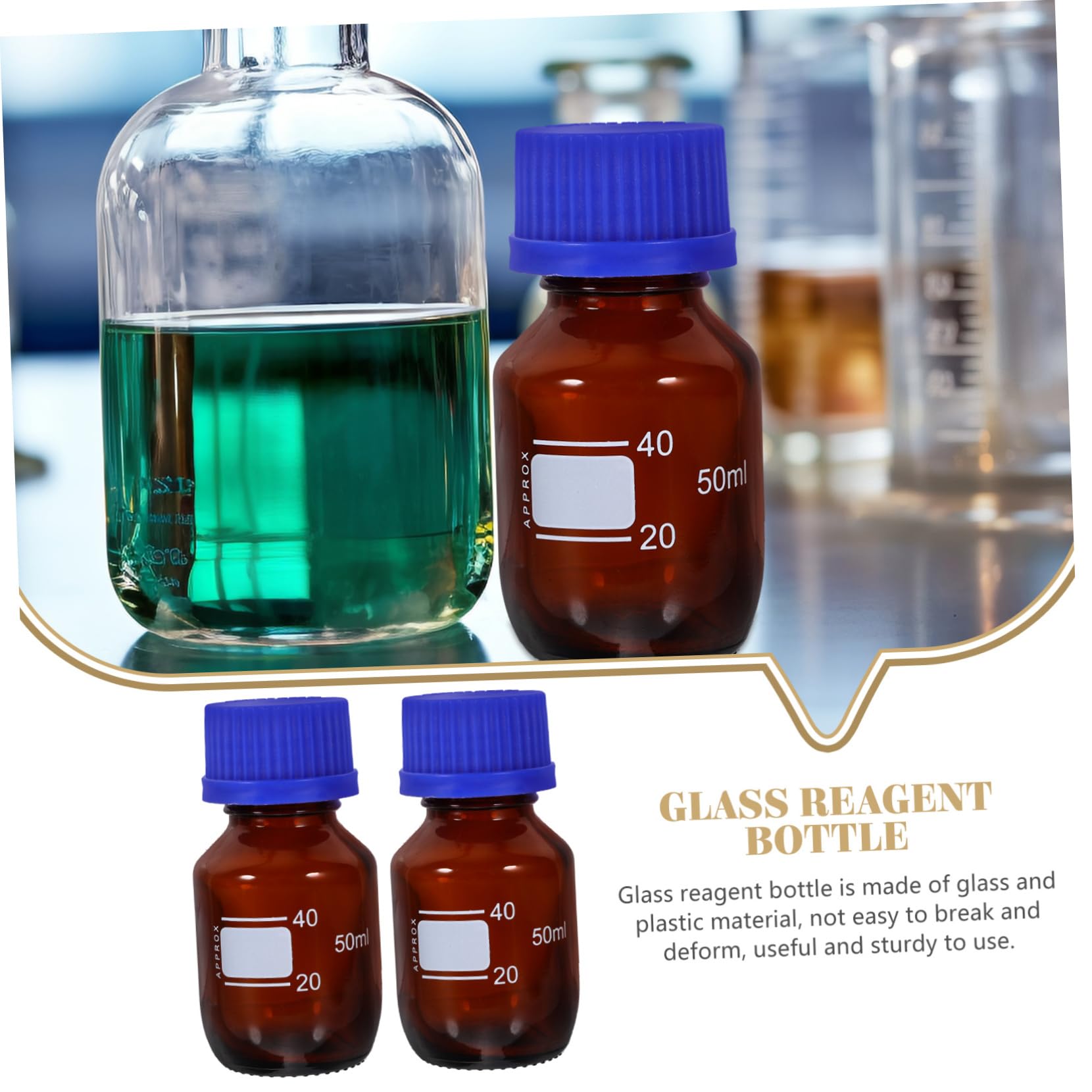 PartyKindom 4 Sätze Reagenzflasche Mit Blauem Verschluss Chemische Reagenzflasche Kalkreagenzflaschen Kleine Reagenzienflasche Graduierte Glasflasche Mit Reagenzien Abs 2 Stück * 4