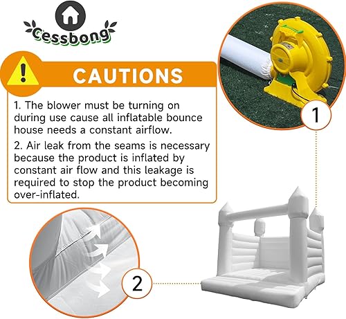 Miniatura 6 de Cessbong Oxford - Casa de rebote blanca con soplador UL de 13 x 13 x 12 pies, portátil, gran espacio para niños y adultos, bodas, cumpleaños, fiestas