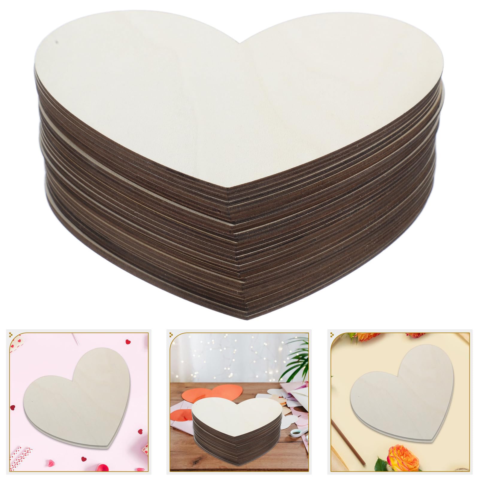 SHINEOFI 30 Stück Herzförmige Holzherz Dekorationen mit Glatter Oberfläche Blankes Design für Selbstgemacht Bastelarbeiten und Hochzeitsdeko zum Valentinstag