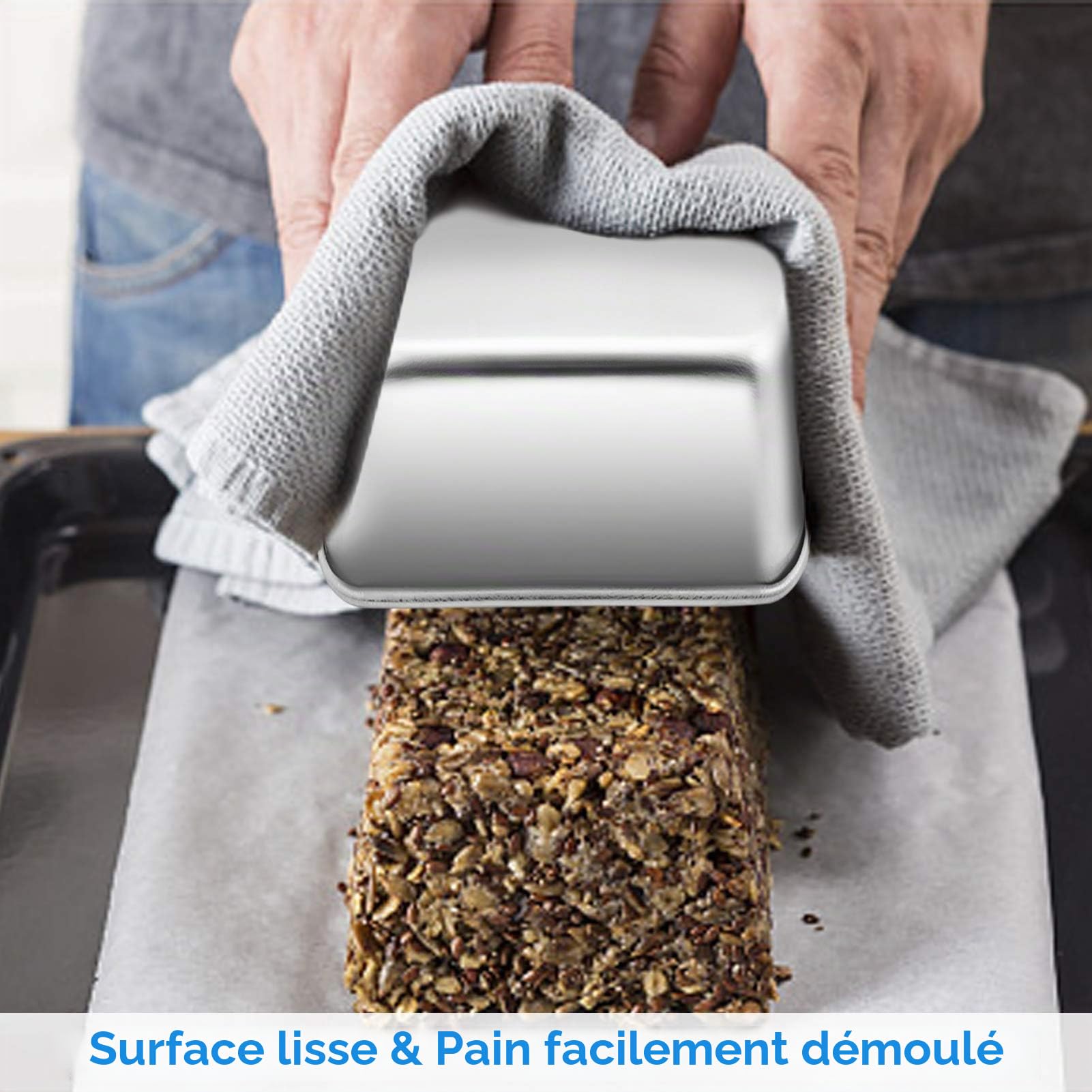 Homikit Lot de 2 moules à pain rectangulaires en acier inoxydable pour pain, gâteau, toast, sain, facile à nettoyer et passe au lave-vaisselle, 23,5 x 12,6 x 6 cm