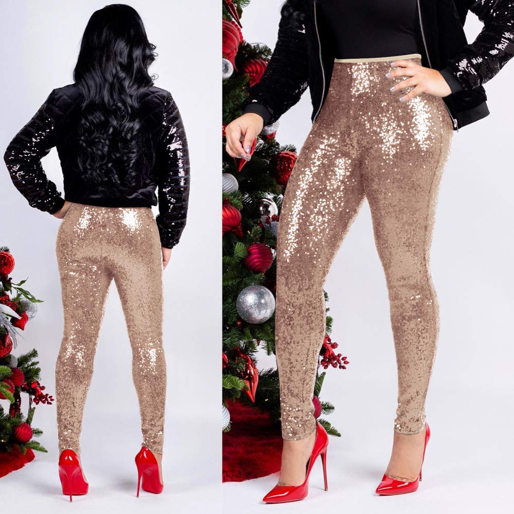 Leggings da donna con glitter, pantaloni da yoga a vita alta, con glitter | Leggings da donna con glitter, morbidi ed elasticizzati, comodi pantaloni per il tempo libero, abbigliamento festivo per rave