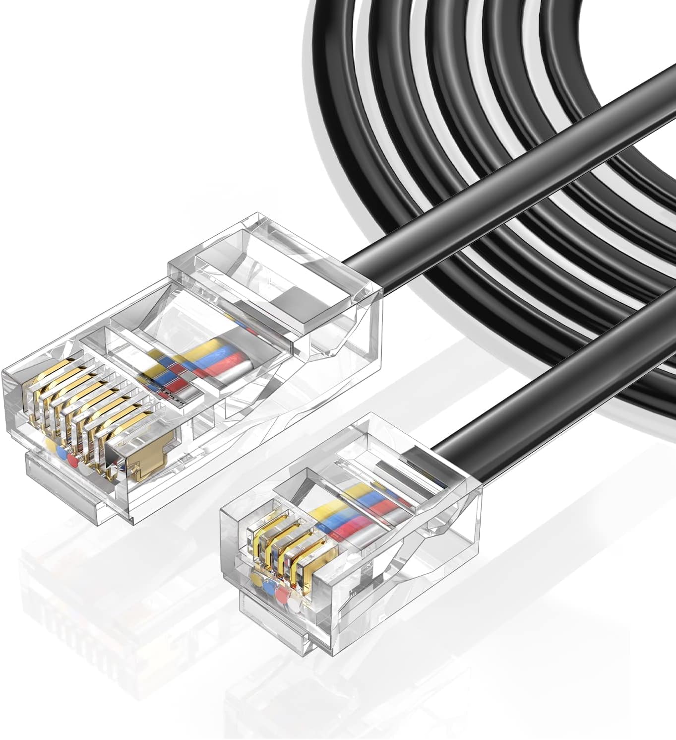 3.3FT-3Pack RJ45 to RJ11 Adapter for Telephone Signal (TEL Port) for Landline Telephone Service Fax or Answering, Analog Phone, XXX: NOT for Network Signal for Ethernet Device CAT, Computer
