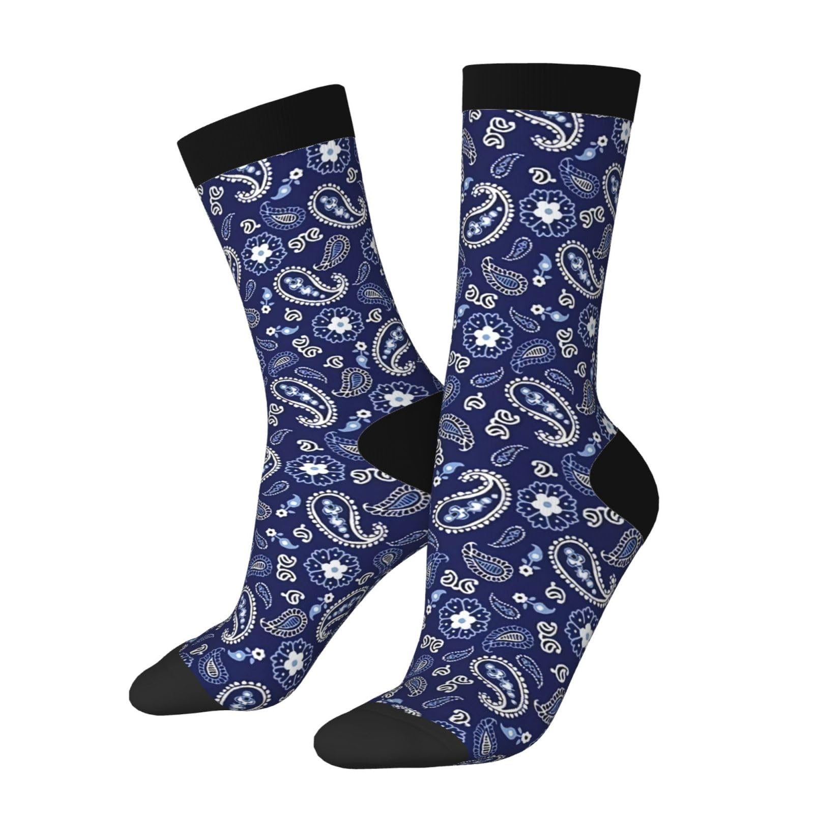 peiyeety Deep Sea Navy Paisley Fun Socks Crew Socks For Men & Women - Unisex