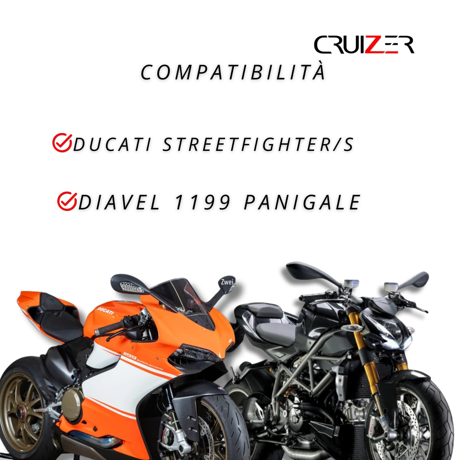 CRUIZER Caballete monobrazo trasero para moto Ducati Streetfighter/S Diavel 1199 Panigale con rodamientos y perno de elevación, diámetro del tubo 32 mm
