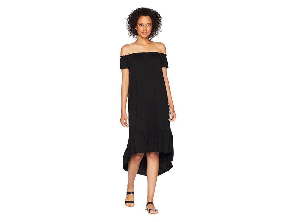 

American Rose Estella Off the Shoulder Ruffle Bottom Dress (Black) Women's Dress