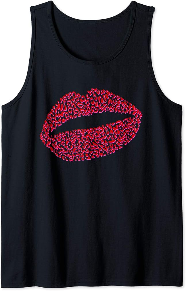 Red Leopard Lipstick Kiss Lips Pout Love Animal Print Tank Top