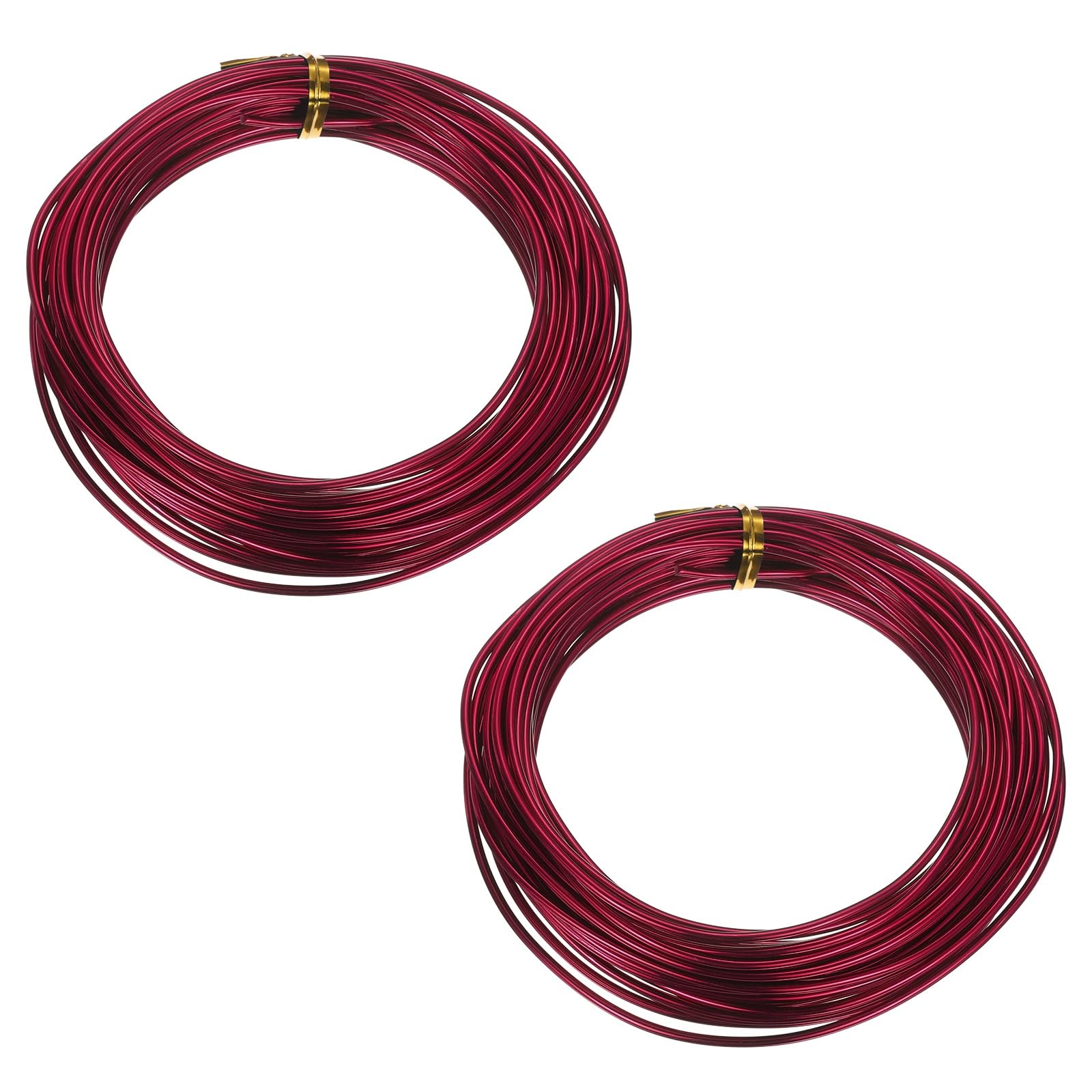 sourcing map 2 Roll Bonsai Wire 2mm Each Roll 32.8ft (10m) Anodized Aluminum Bonsai Wire for Gardening Tree Branch Fixing DIY Crafting, Wine Red