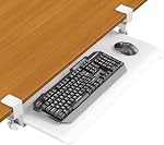ERGOMAKER Plateau de clavier sous le bureau 25,6"×11.8" (65×30cm), coulissant ergonomique réglable & Mouse Tray Slide Out Easy Assemblage, Convient pour le bureau/maison/école (blanc)