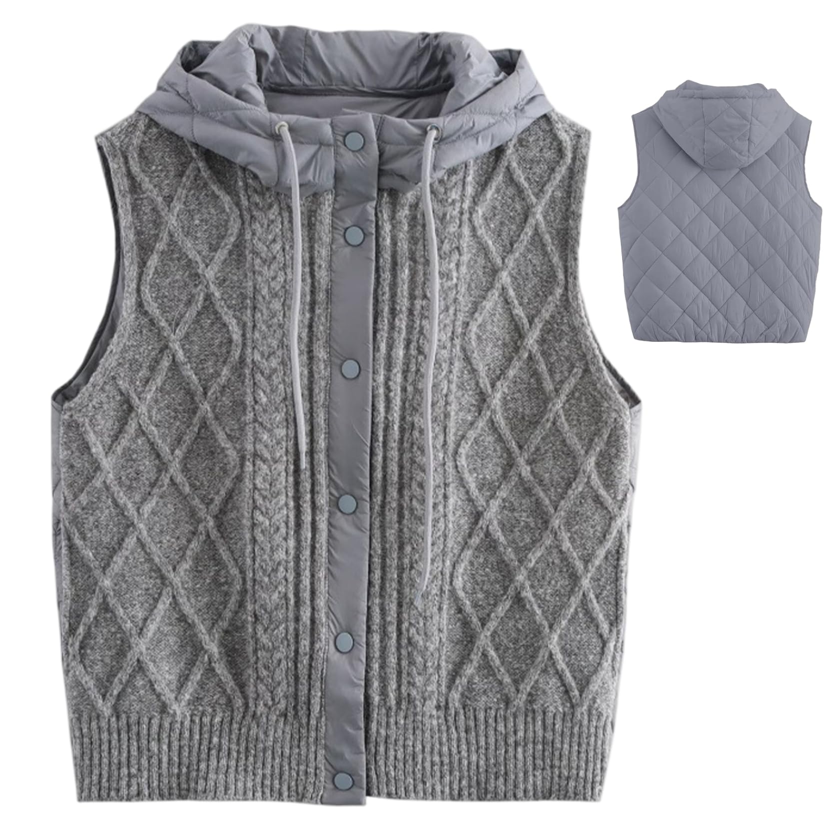 Chaleco con espalda acolchada para mujer chaqueta ligera sin mangas invierno 7