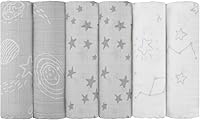 Maliton Muslin Swaddle Blankets 6-Pack Newborn Receiving Blankets 27x27 Breathable 3-Layer Bamboo Cotton for Boys Girls Universe Print