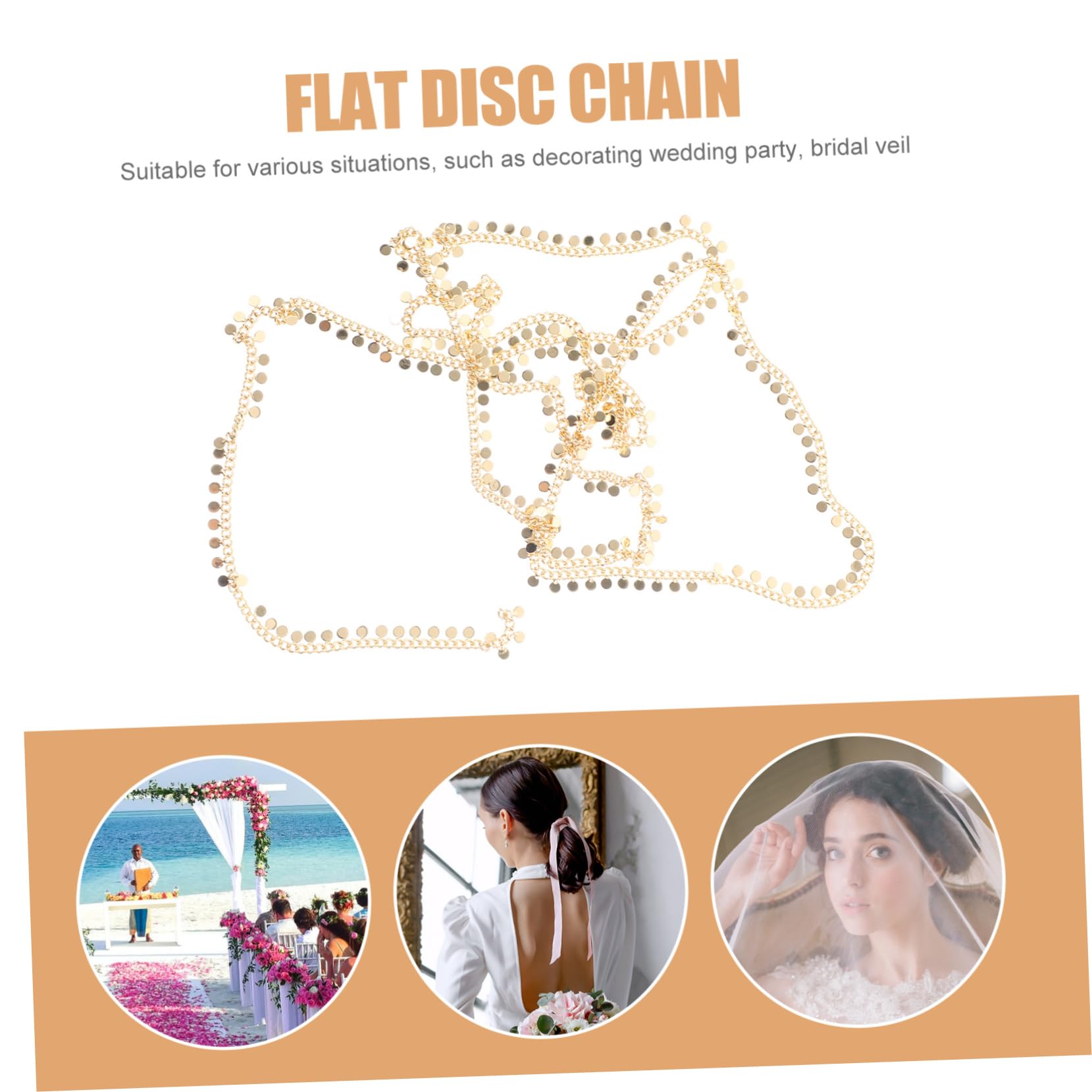 COHEALI 4pezzi Catena Metallo Per Decorazione Catena Piatta Con Dischi Rotondi Per Creazioni Artigianali e Accessori Moda