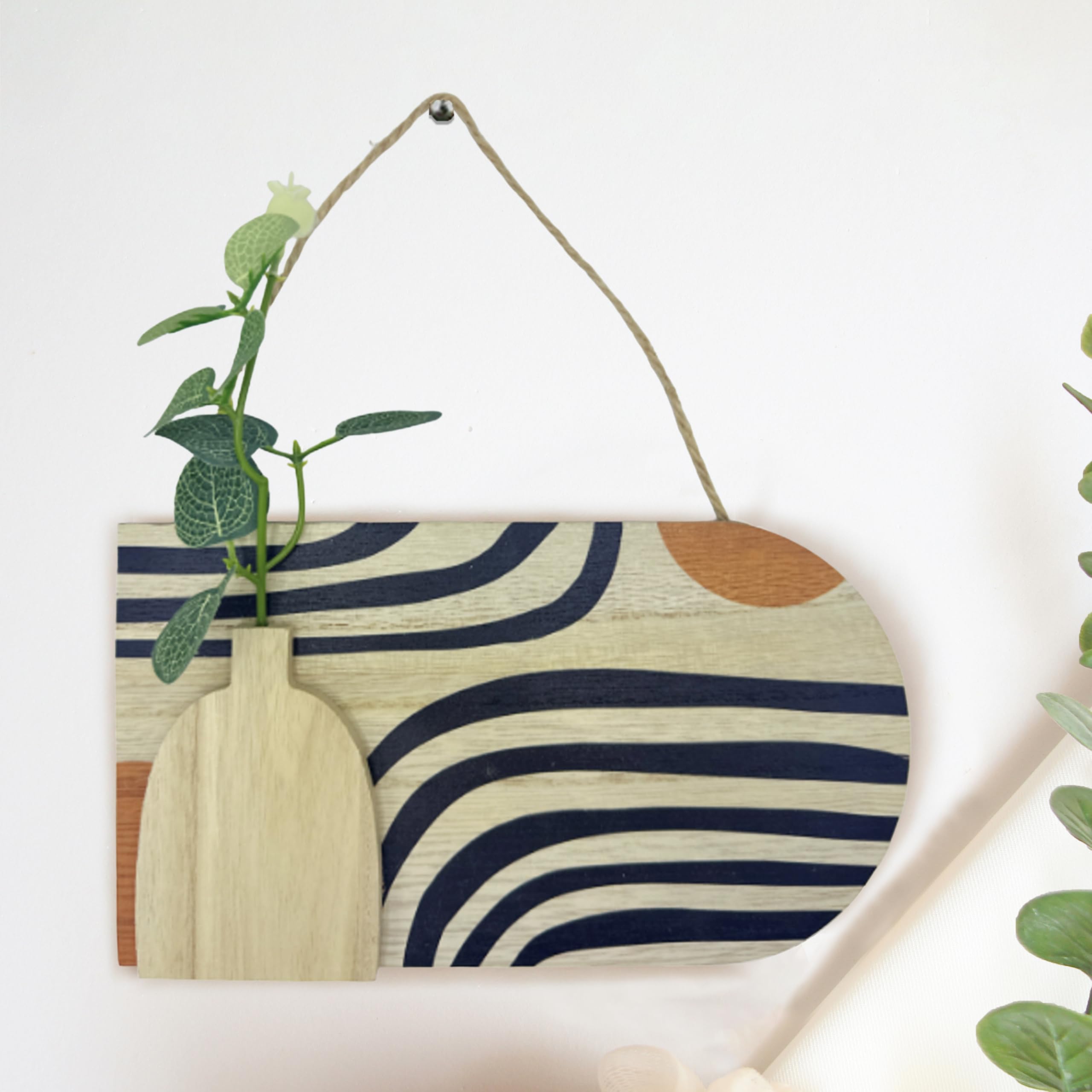 Art Street Modern Magic Boho Art Wall hanging MDF With Artificial Plant for Home & Office Decor, Living Room Decoration -Size: 9x5.1 Inch