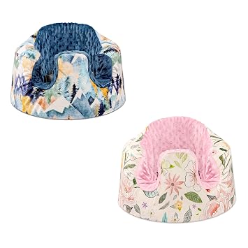 Baby Seat Cover Compatible with Bumbo Seat, Soft Comfortable Seat Cover for Baby Girl Boy, Breathable Removable Cover for Baby Seat, Pink Flowers and Fall Mountain