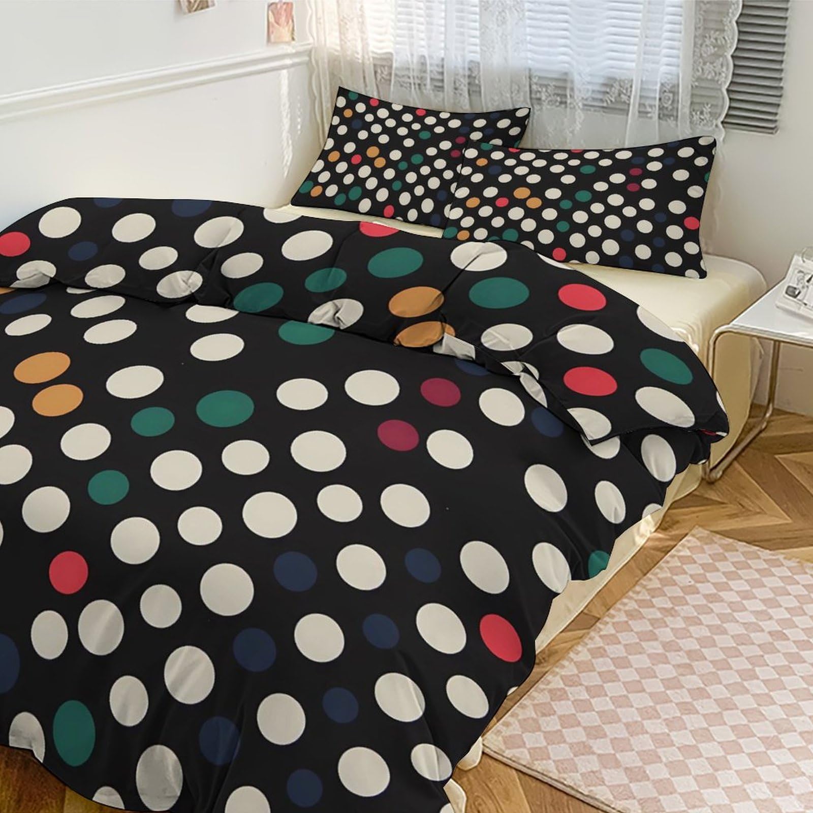 Parure de lit réversible double en microfibre douce avec 2 taies d'oreiller 228x228 cm