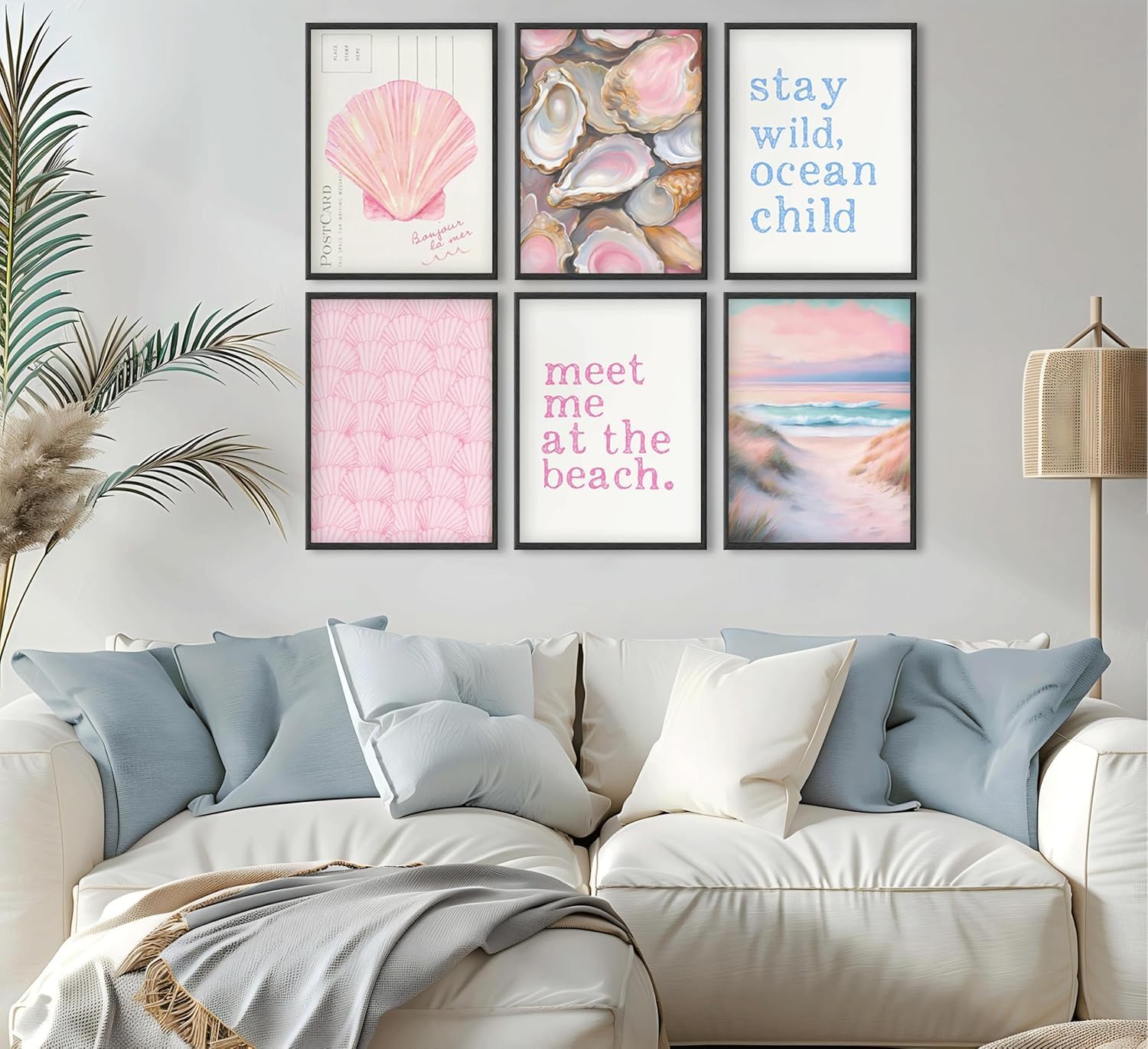 Lot De 4 Affiches Murales Côtières - Décor Plage, Coquillages, étoiles De Mer, Style Bohème, Pour Chambre De Fille Ou Salon (40 X 50 Cm, Sans Cadre)