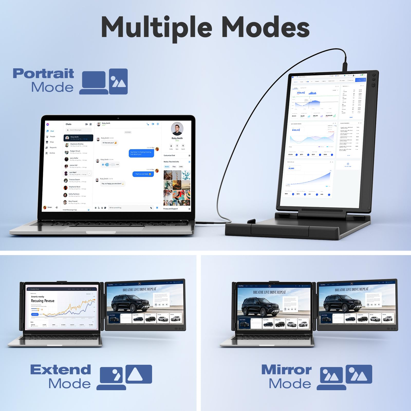 KEFEYA 14” Laptop Bildschirm Erweiterung FHD 1080P IPS Dual Screen Extender Laptop Monitor Erweiterung für Laptop 13"-17,3" mit USB-C/HDMI Plug & Play für Windows/Mac/Android/Switch /PS5