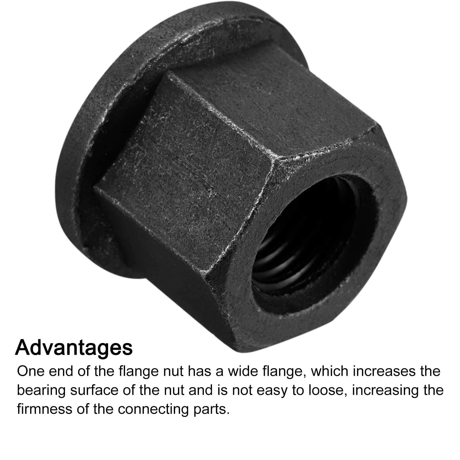 TOP-VIGOR M16 Flange Hex Lock Nuts, 2pcs Grade 10.9 Carbon Steel Black Oxide Finish - Image 4