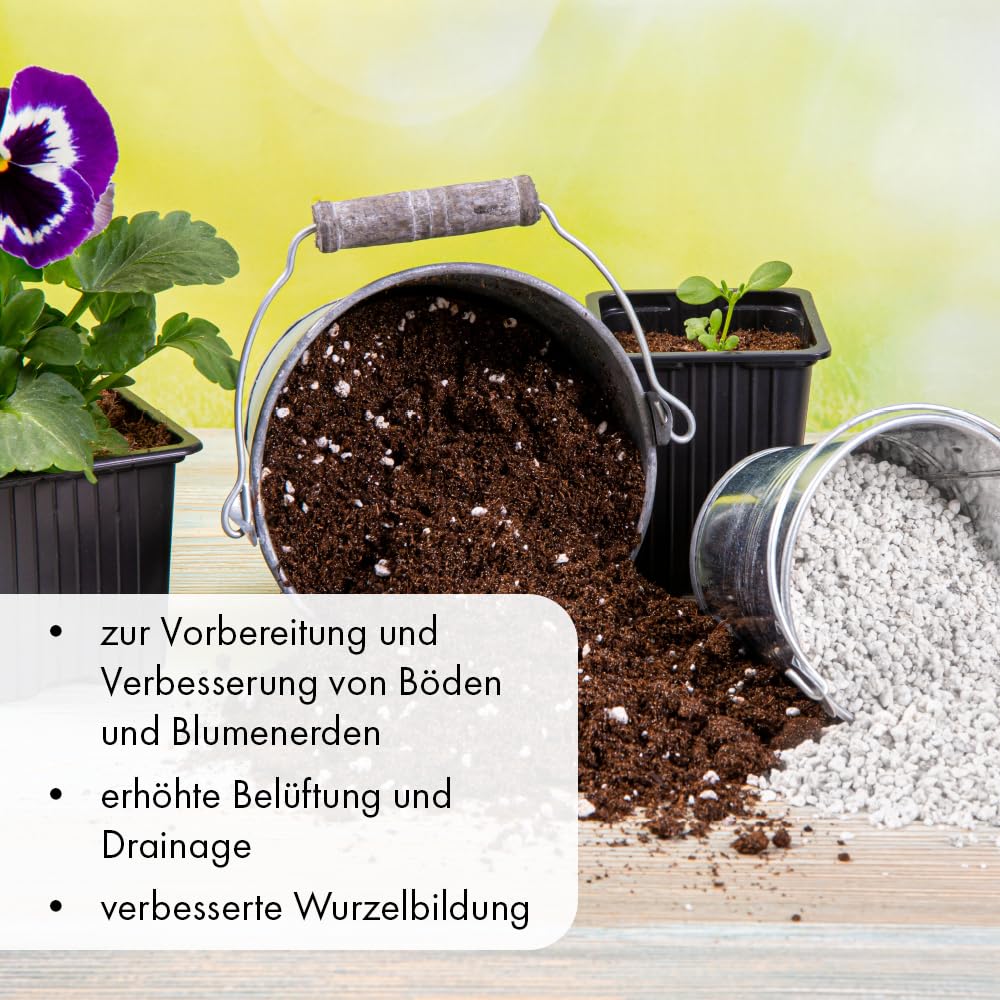 Perlite Premium – Perlit Granulat zur Bodenlockerung für Pflanzen & Blumenerde – Drainage für optimale Belüftung&Wurzelwachstum – ideal für Aussaat, Zimmerpflanzen, Hochbeet & Hydrokultur (20 Liter)