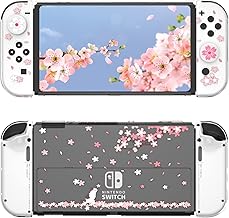 Switch OLED Protective Case, Switch OLED Case with Screen Protector and Thumb Grips - Cherry Blossom Theme