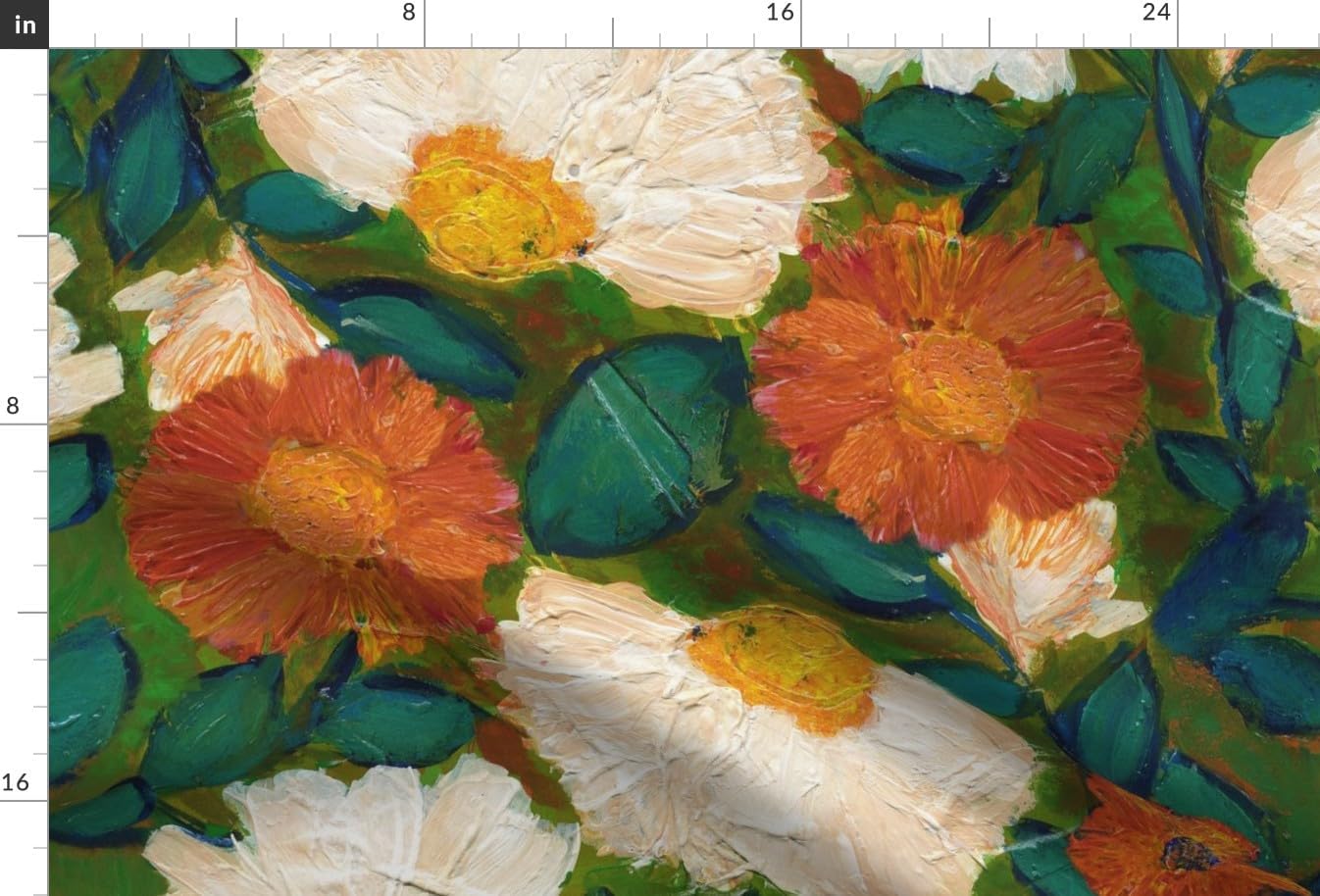 Spoonflower Fabric - Bloom Rust Orange Red Yellow Teal Blue Green White Cream Bohemian Boho Printed on Upholstery Velvet Fabric Fat Quarter - Upholstery Home Decor Bottomweight Apparel