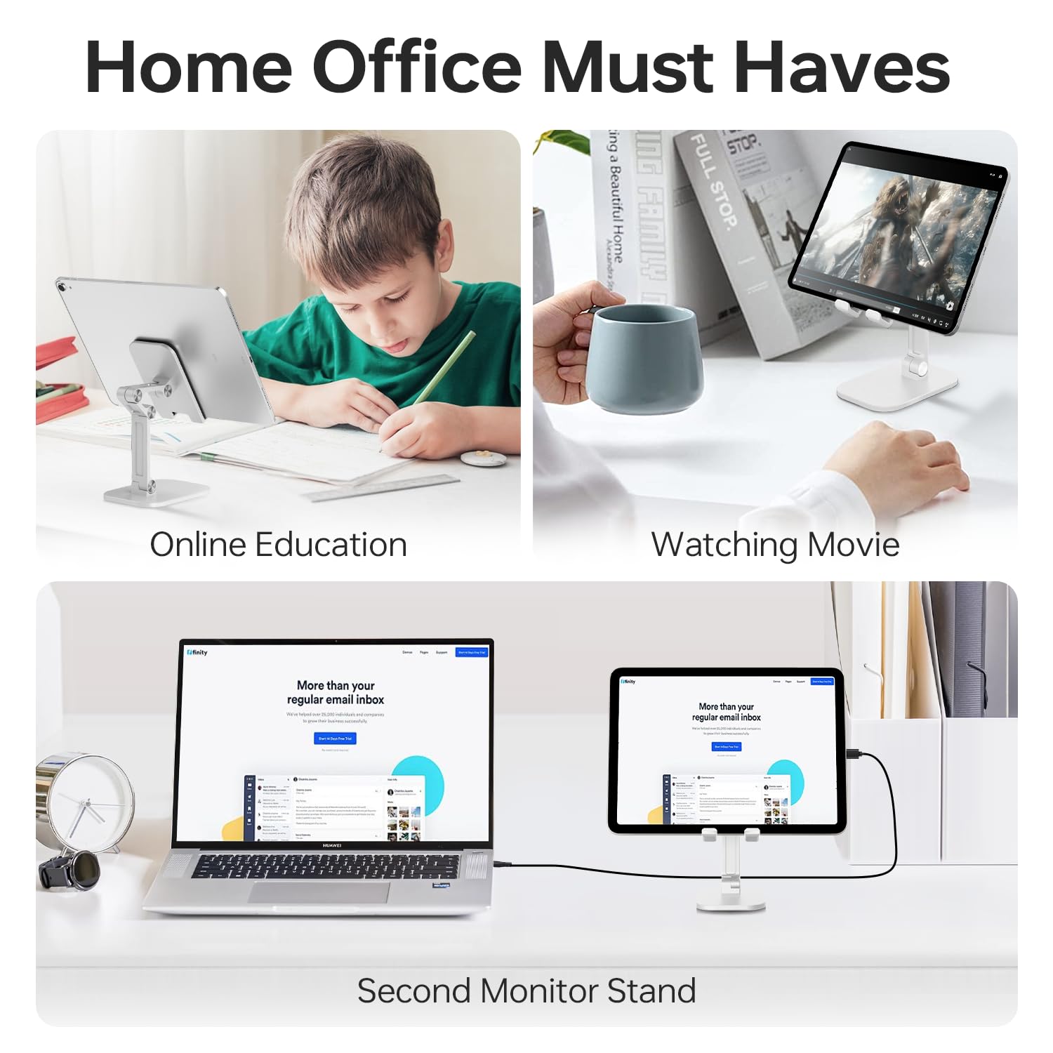 Soporte plegable para teléfono para escritorio, altura y ángulo ajustables, soporte portátil para tableta con base antideslizante para el hogar, la oficina y los viajes, compatible con iPhone
