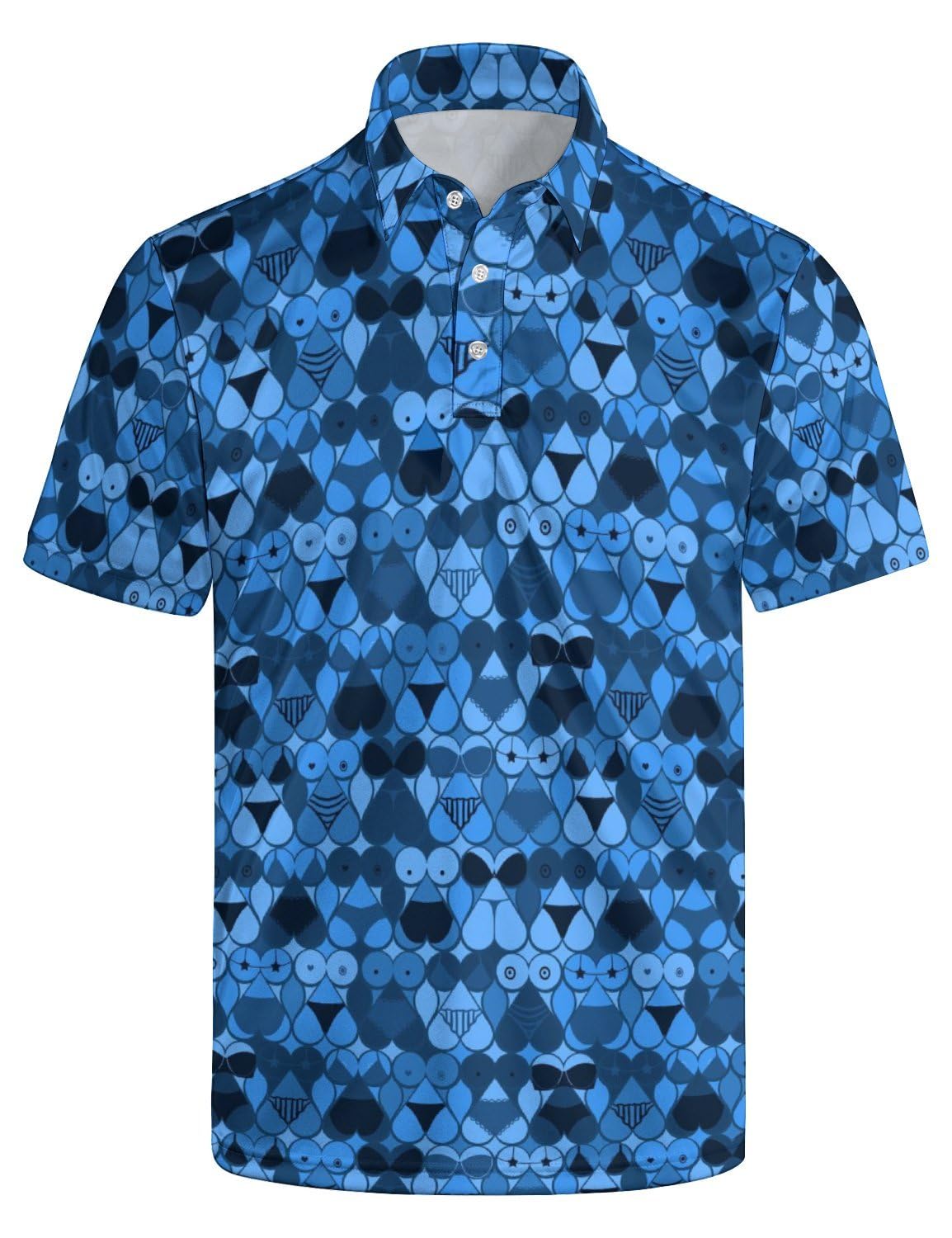 HUURAYFunny Golf Polos for Men Funny Print Short Sleeve Shirts Quick Dry Polo Shirts Hawaiian Shirt Performance Golf Outfits