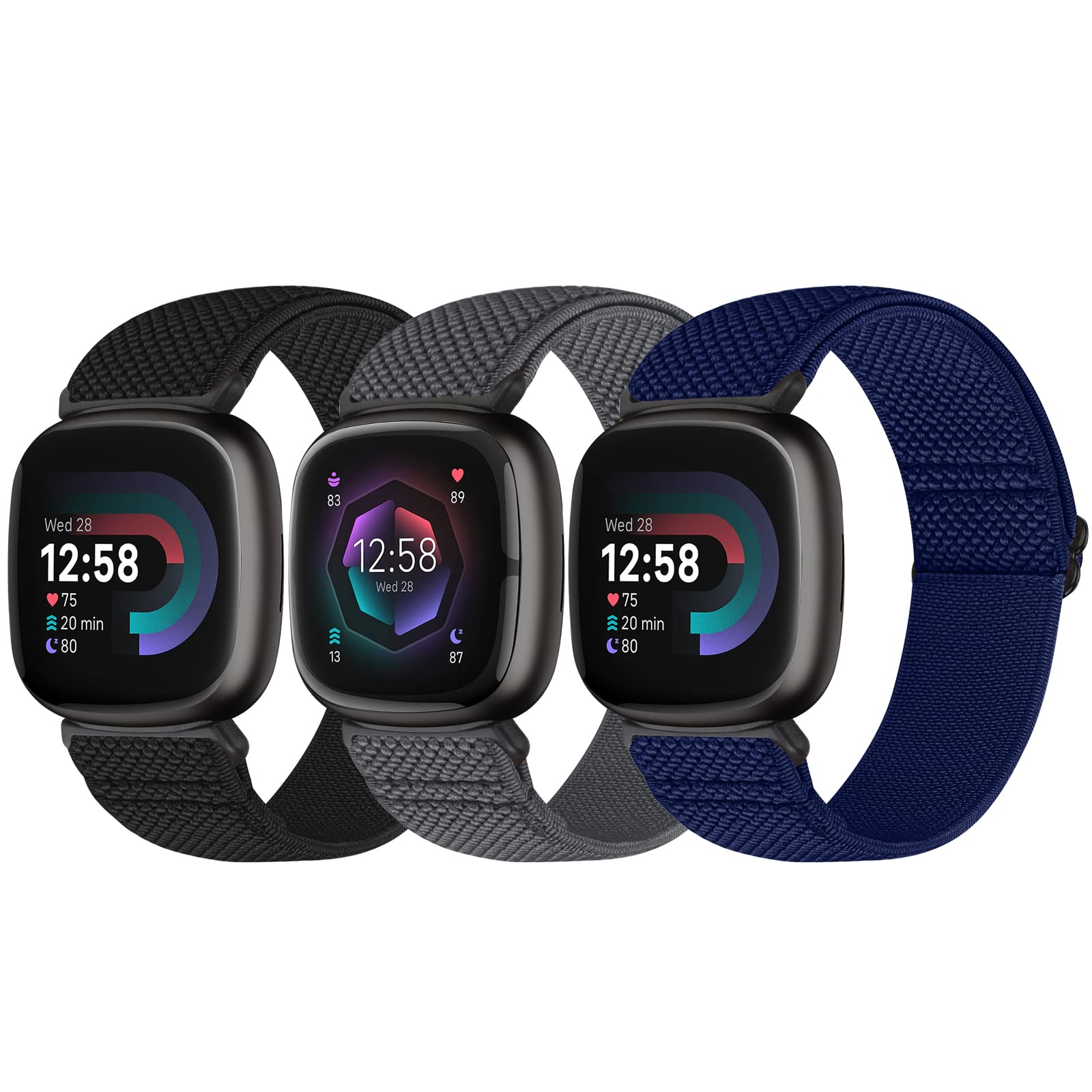 Cinturino Elastico In Tessuto Per Fitbit Versa 4/Sense 2/Versa 3/Sense – Stampa Floreale – Taglia S O L