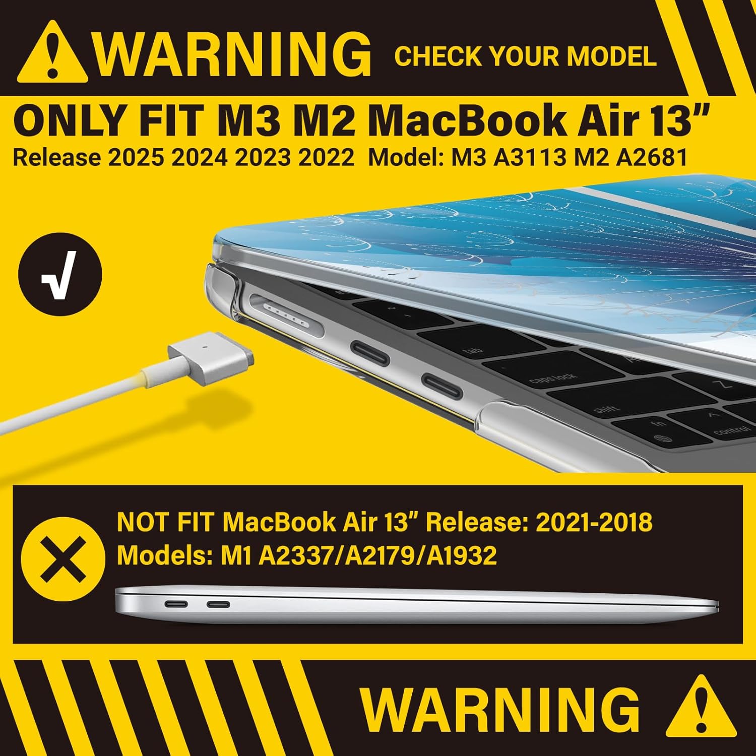 IBENZER Compatible with MacBook air 13 inch Case 2026 2025 2024 2023 2022 M4 A3240 M3 A3113 M2 A2681, HardShellCase w/KeyboardCover ScreenFilm Type-C for Mac air 13.6", Dandelion, KK-PGY+2TC - Image 3