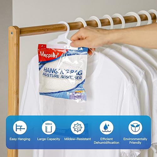 Miniatura 15 de Vacplus Paquetes absorbentes de humedad, paquete de 5 sin fragancia, paquetes de humedad, paquetes desecantes, bolsas deshumidificadoras de armario