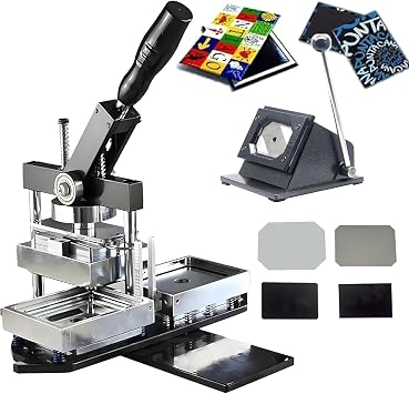 3x2/3.5x2.5inch DIY Photo Magnet Press Machine DIY Badge Maker Kit, Fridge Magnet Press Machine Kit with Paper Cutter and 100pcs Materials