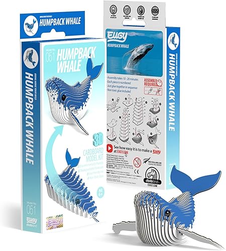 Miniatura 5 de Eugy Rompecabezas 3D de ballena jorobada, 25 piezas ecológicas, juguetes educativos para niños, niñas y niños a partir de 6 años
