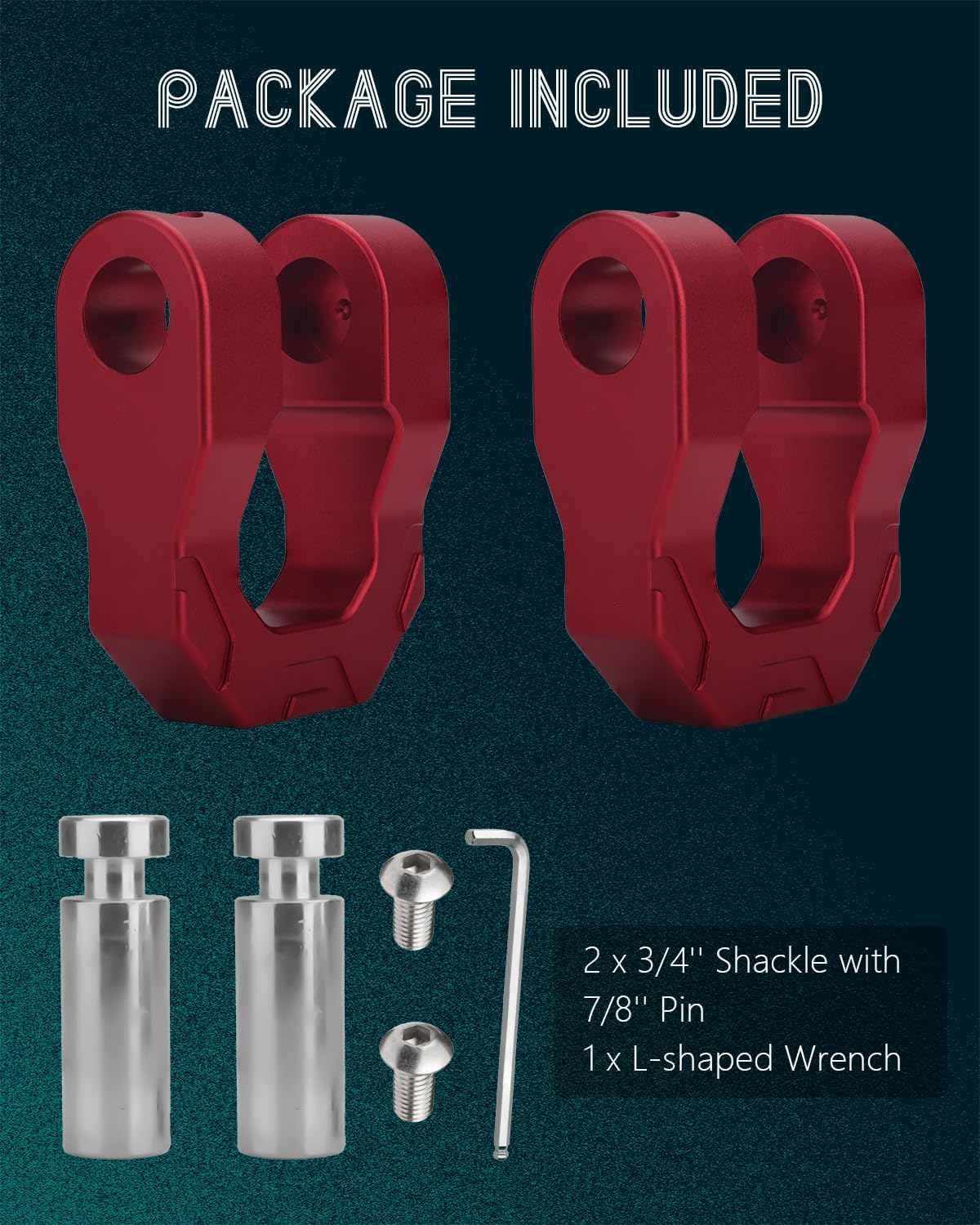 3/4 inch D Ring Shackle, 70,000lbs MBS 18,000lbs WLL with 7/8’’ Screw Pin Heavy Duty Aluminum Towing Shackle Work with Tow Strap Winch Recovery for Truck Trailer UTV ATV RV SUV, Red (2 Pack) - Image 8