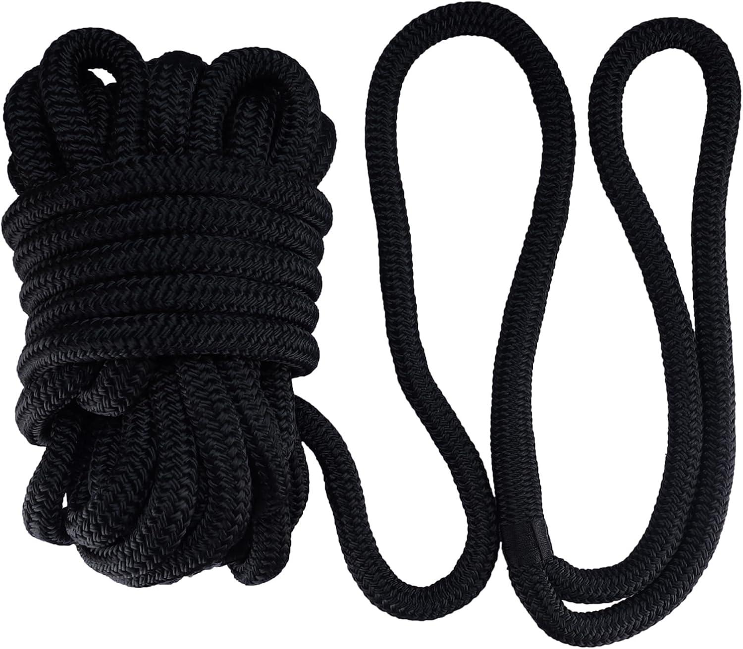 NovelBee 2 Pack 1" x 50’ Dock Line,Double Braid Nylon Dock Rope,Heavy Duty Mooring Marine Line with 24” Eyelet,Boat Rope and Ties for Docking