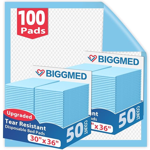 Tear-Resistant Disposable Bed Pads 30 x 36 100 Count Absorbent Underpads Chux Thicker Extra Large Incontinence Bed Pads