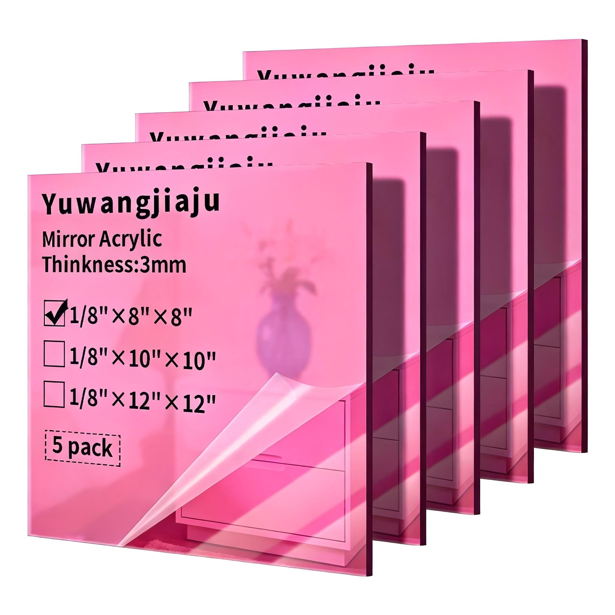 Pink Acrylic Mirror Sheets - 5 Pack for Crafts & Decor -1