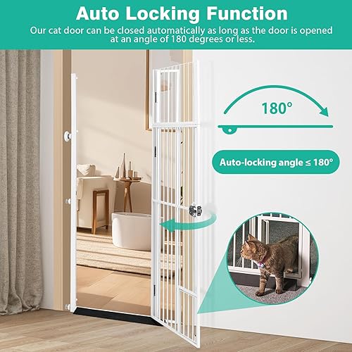 Miniatura 2 de Puertas extra altas de 71 pulgadas para gatos y perros, puerta ajustable para gatos de 28.7 pulgadas y 37.5 pulgadas de ancho, puerta completa